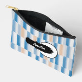 Gepersonaliseerde Blue Peach Waterverf Gestreept Etui (Open)