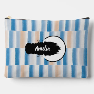 Gepersonaliseerde Blue Peach Waterverf Gestreept G Etui