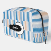 Gepersonaliseerde Blue Peach Waterverf Gestreept Toilettasje (Rechterhoek)