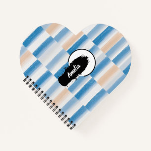 Gepersonaliseerde Blue Peach Waterverf Heart Notit Notitieboek