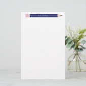 Gepersonaliseerde Blue Pencil Teacher Custom Briefpapier (Staand voorkant)