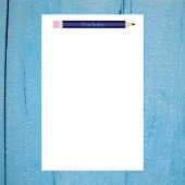 Gepersonaliseerde Blue Pencil Teacher Custom Briefpapier