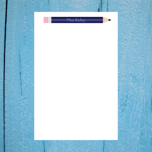 Gepersonaliseerde Blue Pencil Teacher Custom Briefpapier