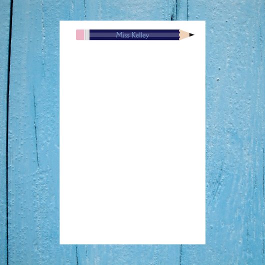 Gepersonaliseerde Blue Pencil Teacher Custom Briefpapier