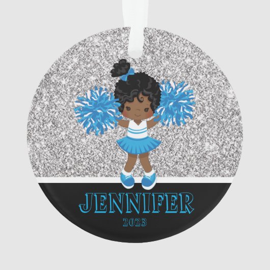 Gepersonaliseerde Blue Photo Cheerleading Ornament (achterkant)