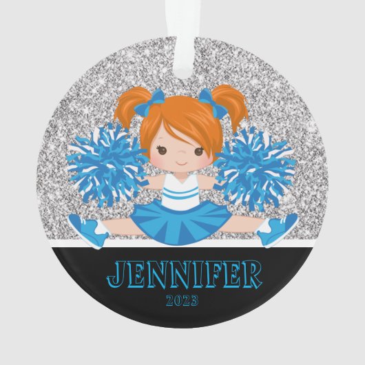 Gepersonaliseerde Blue Photo Cheerleading Ornament (achterkant)