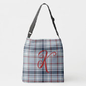 Gepersonaliseerde Blue Plaid Crossbody Canvas tas (Achterkant)