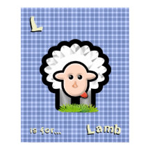 Gepersonaliseerde Blue Plaid Kwekerij Kunst - Lamb