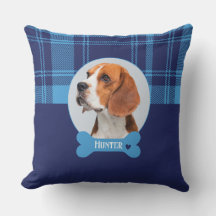 Gepersonaliseerde Blue Plaid Tartan Pet Memorial