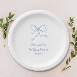 Gepersonaliseerde Blue Ribbon Baby shower papier B Papieren Bordje
