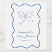 Gepersonaliseerde Blue Ribbon Coquette Bow Baby sh Wijn Etiket (Enkel label)