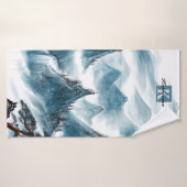Gepersonaliseerde Blue Rolling Mountain Uitzicht b Badhanddoek (Badhanddoek)