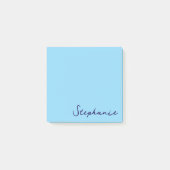 Gepersonaliseerde Blue Script Post it Sticky Notes (Voorkant)