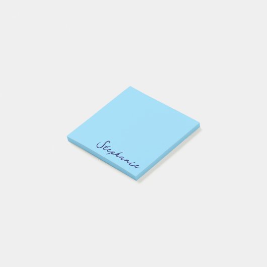 Gepersonaliseerde Blue Script Post it Sticky Notes (Schuin)
