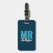 Gepersonaliseerde Blue Shadow Mr. Husband Bagagelabel (Voorkant verticaal)
