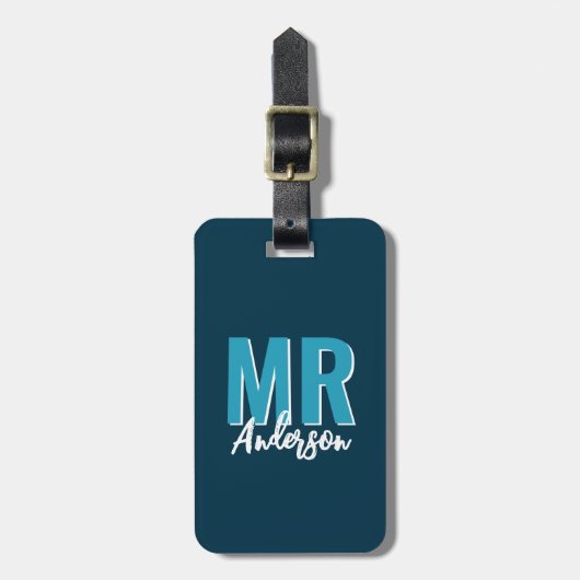 Gepersonaliseerde Blue Shadow Mr. Husband Bagagelabel (Voorkant verticaal)
