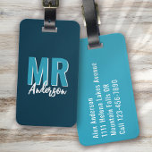Gepersonaliseerde Blue Shadow Mr. Husband Bagagelabel