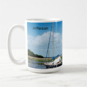 Gepersonaliseerde Blue Sky Zeilboot & Zee Koffiemok (Links)