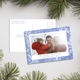 Gepersonaliseerde Blue Snowflake Christmas Kaart
