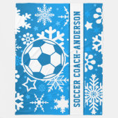 Gepersonaliseerde Blue Snowflakes Voetbal coach Na Fleece Deken (Voorkant)