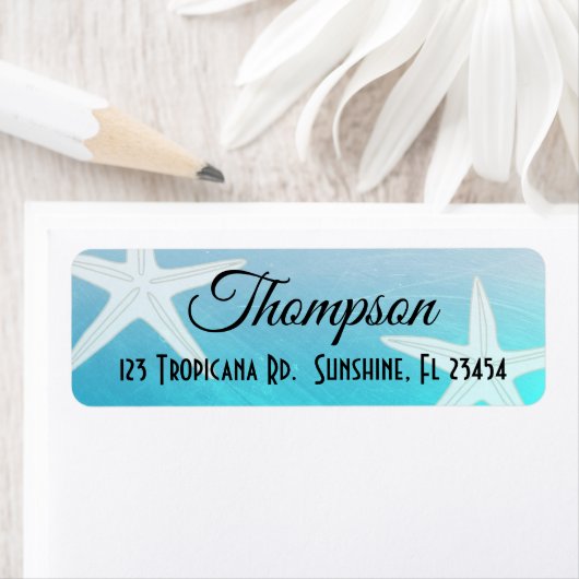 Gepersonaliseerde Blue Starfish retouradreslabels Etiket (Insitu)