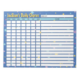 Gepersonaliseerde Blue Stars dagelijkse klusjes gr Notitieblok