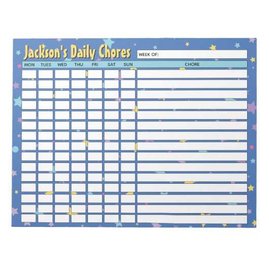 Gepersonaliseerde Blue Stars dagelijkse klusjes gr Notitieblok (Voorkant)