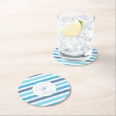 Gepersonaliseerde Blue Stripe Paper Onderzetter (Insitu)