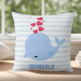 Gepersonaliseerde Blue Stripe Whale Kussen
