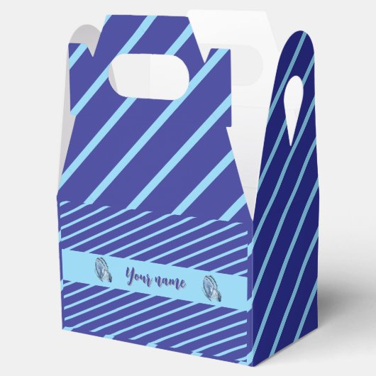Gepersonaliseerde Blue Striped Bedankdoosjes (Geopend)