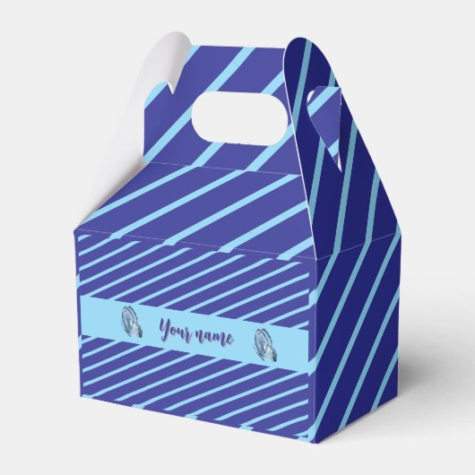 Gepersonaliseerde Blue Striped Bedankdoosjes (Voorkant Zijde)