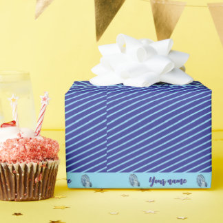 Gepersonaliseerde Blue Striped Cadeaupapier