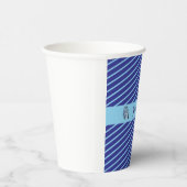 Gepersonaliseerde Blue Striped Papieren Bekers (Rechts)