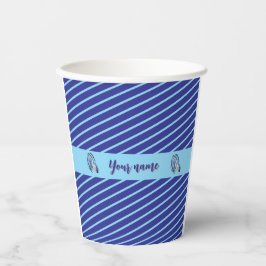Gepersonaliseerde Blue Striped Papieren Bekers