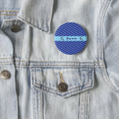 Gepersonaliseerde Blue Striped Ronde Button 5,7 Cm (In situ)