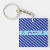 Gepersonaliseerde Blue Striped Sleutelhanger (voorkant)