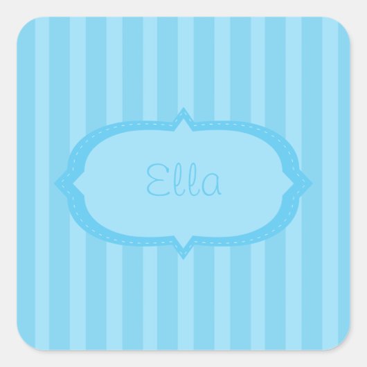 Gepersonaliseerde Blue Stripes vierkante Stickers (Voorkant)