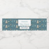 Gepersonaliseerde Blue Teddy Bear Boy Baby shower Waterfles Etiket (Enkel label)