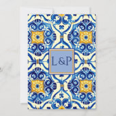 Gepersonaliseerde Blue Tegel Elegance Bruiloft Kaart (Achterkant)