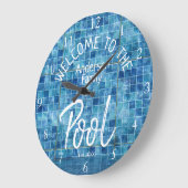 Gepersonaliseerde Blue Tegel Welkom bij het famili Grote Klok (Hoek)