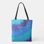 Gepersonaliseerde Blue Tie Dye Ocean Wave Tote Bag (Achterkant)