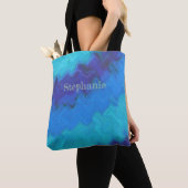 Gepersonaliseerde Blue Tie Dye Ocean Wave Tote Bag (Dichtbij)