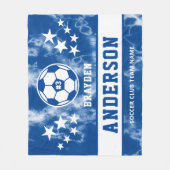 Gepersonaliseerde Blue Tie Dye Voetbal Speler Naam Fleece Deken (Voorkant)