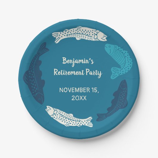 Gepersonaliseerde Blue Trout Fish Pensioen Partij Papieren Bordje (Voorkant)