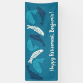 Gepersonaliseerde Blue Trout Fish Pensioen Partij Spandoek (Verticaal)