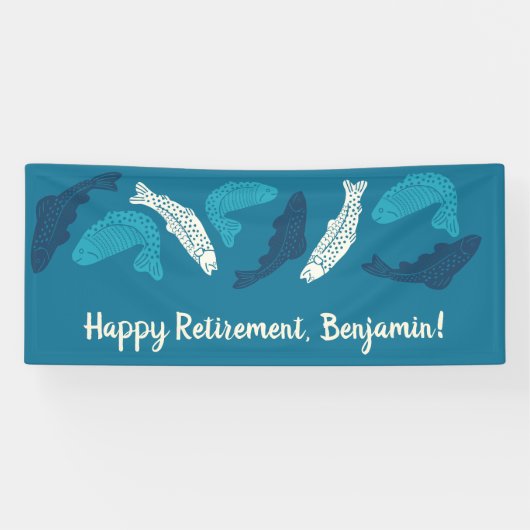 Gepersonaliseerde Blue Trout Fish Pensioen Partij Spandoek (Horizontaal)