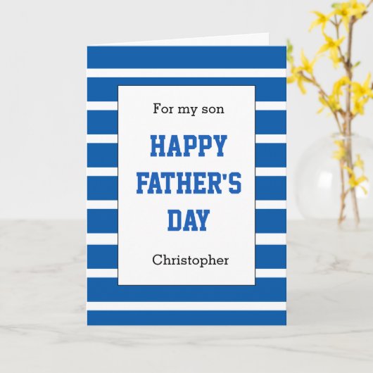 Gepersonaliseerde Blue Vaderdag Son Kaart (Gele Bloem)