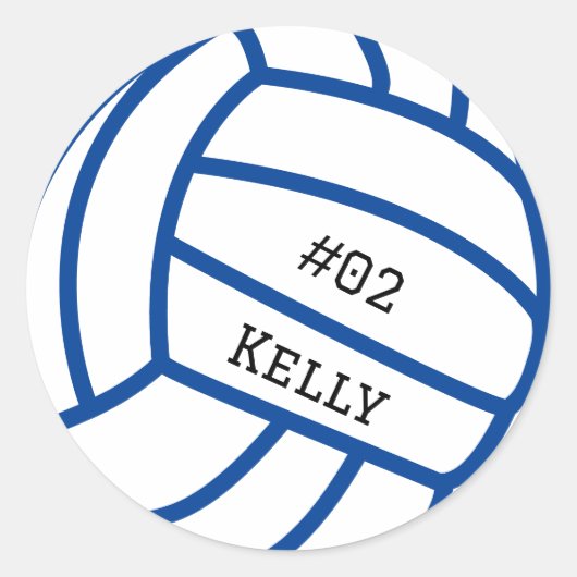 Gepersonaliseerde Blue Volleybal Stickers (Voorkant)