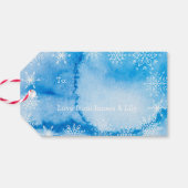 Gepersonaliseerde Blue Waterverf Christmas cadeau Cadeaulabel (Achterkant Horizontaal)