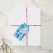 Gepersonaliseerde Blue Waterverf Christmas cadeau Cadeaulabel (Met Touw)